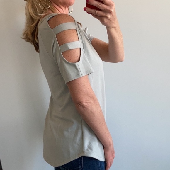 Seafoam Color, Cold Shoulder Top - Picture 3 of 6